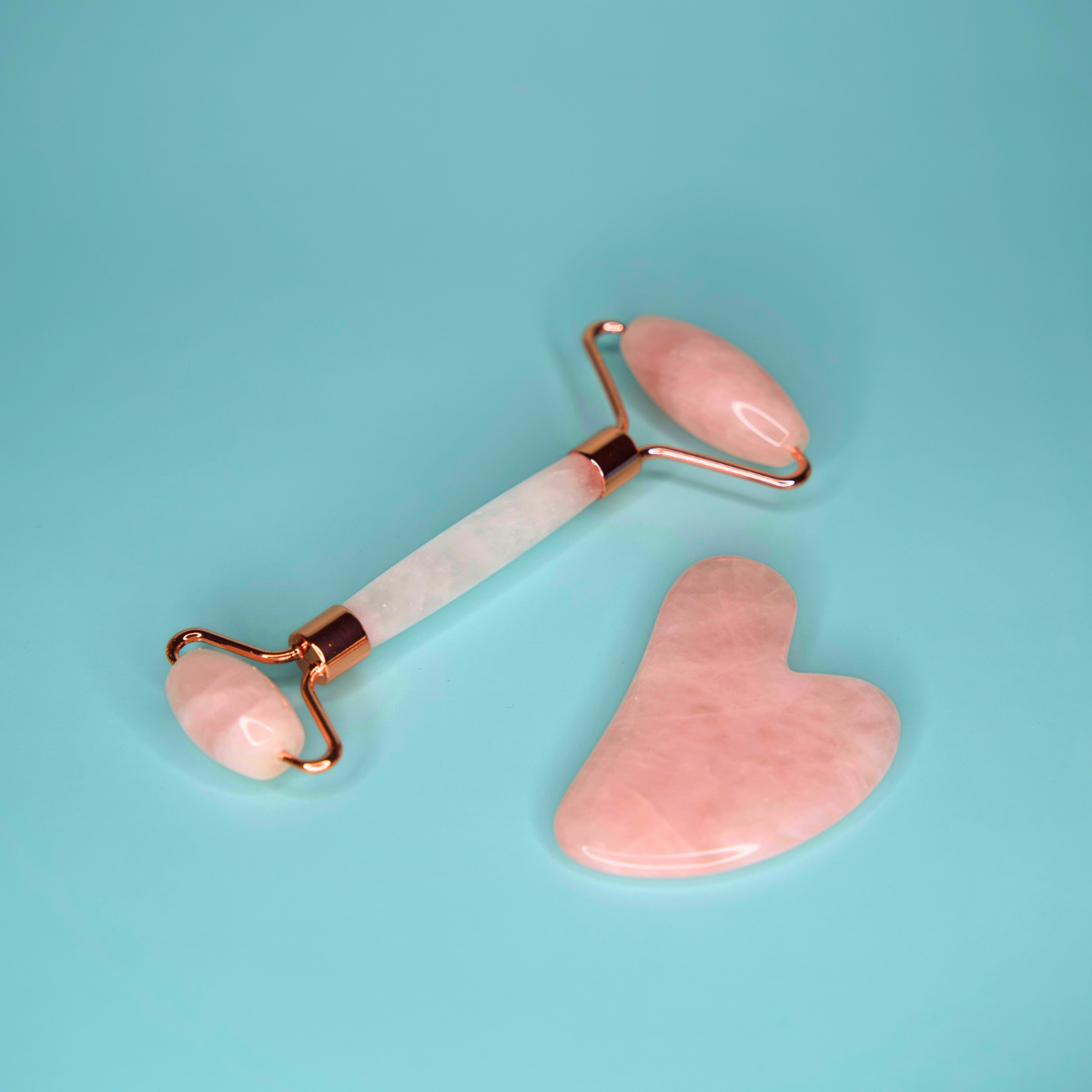 rose jade roller and gua sha set